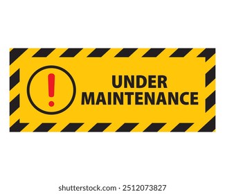 Under maintenance stripes sign vector. Maintenance, construction, danger, warning, caution, safety, traffic, road. Can use for infographic, banner, poster, web design. Isolated on white background. 