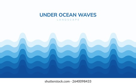 Under Ocean Waves Vector Landscape Background Design with Abstract Blue Water