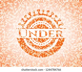 Under  orange mosaic emblem