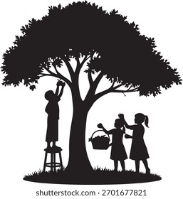 Under the Orchard Tree Children Sharing in the Shade

