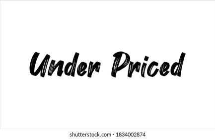 Unter Preisgestaltung Typografie Handgezeichnet Pinselstriche in schwarzem Text und Phrase einzeln auf weißem Hintergrund
