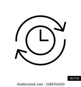 Under process, Processing time vector icon in line style design for website design, app, UI, isolated on white background. Editable stroke. EPS 10 vector illustration.