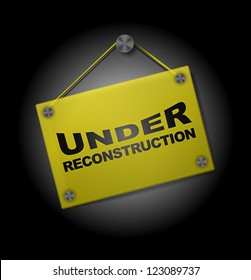 Under Reconstruction - Vector Illustration of  Signboard on Black Background