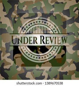 Under Review on camo texture. Vector Illustration. Detailed.