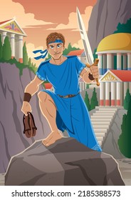 Under the rock the Greek hero Theseus, the slayer of the Minotaur, found a sword and a pair of sandals.