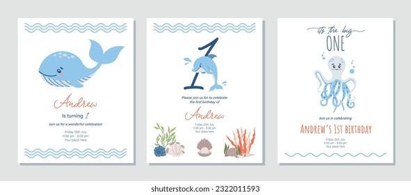 Under the sea birthday invitation with sea animals