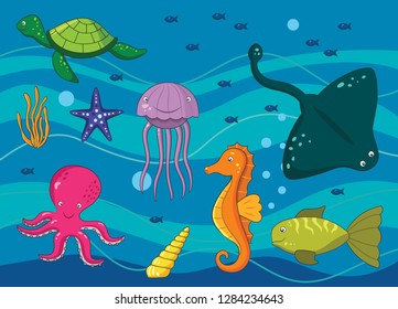 Under the sea colection of animals