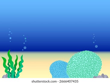 Under the sea with corals background, vector design for backdrop.