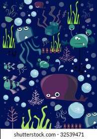 Unter den Meeresdoodles - Vektorgrafik