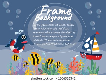 under the sea frame background concept illustration vector design 