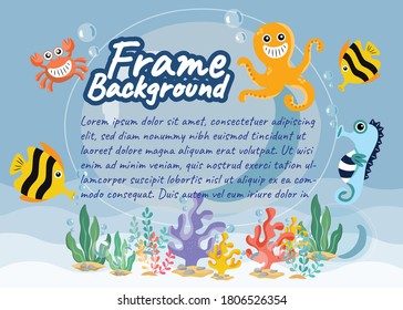 bajo el concepto de fondo del marco marino diseño vectorial 