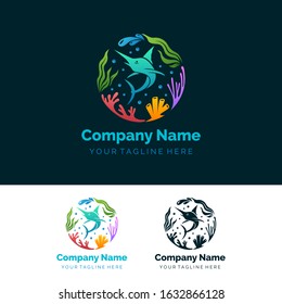 Under the sea logo in gradient colours for your company or your design element