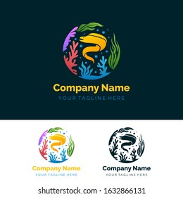 Under the sea logo in gradient colours for your company or your design element