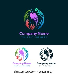 Under the sea logo in gradient colours for your company or your design element