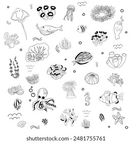 Under the Sea Marine Life Coloring Page.