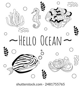 Under the Sea Marine Life Coloring Page.
