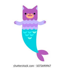 Under the sea - mermaid cat. Summer mood. Vector