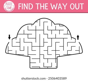 Under the sea or mermaid geometrical maze for kids. Ocean preschool printable activity. Seashell shaped labyrinth game. Simple underwater or sea life puzzle for children with shell
