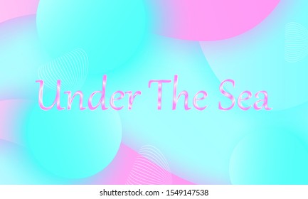 Under the sea. Mermaid pattern. Abstract background. Cartoon vector. Blue, pink colors.