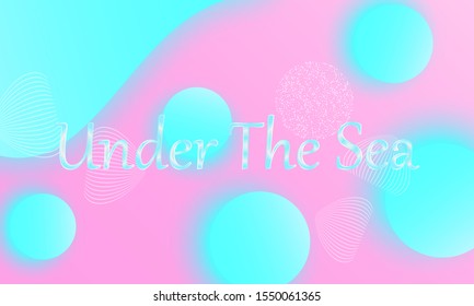 Under the sea. Mermaid pattern. Abstract background. Cartoon vector. Blue, pink colors.