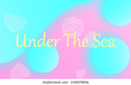 Under the sea. Mermaid pattern. Abstract background. Cartoon vector. Blue, pink colors.