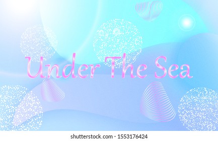 Under the sea. Mermaid pattern. Abstract background. Cartoon vector. Blue, pink colors.