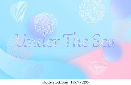 Under the sea. Mermaid pattern. Abstract background. Cartoon vector. Blue, pink colors.
