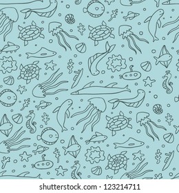 under the sea seamless pattern