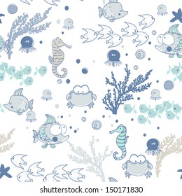 Under The Sea Theme Seamless Pattern