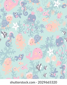 
Under sea themed fabric pattern