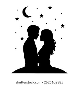 Under the Stars, Together. vector representing love and affection, perfect for Valentine's Day concepts.