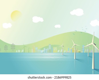 Under the sun 1 ECO community with ECO element shows the environmental protection vector illustration graphic EPS10