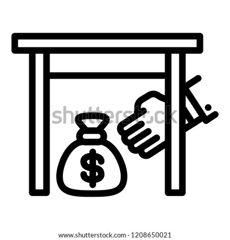 Under table money bag icon. Outline under table money bag vector icon for web design isolated on white background