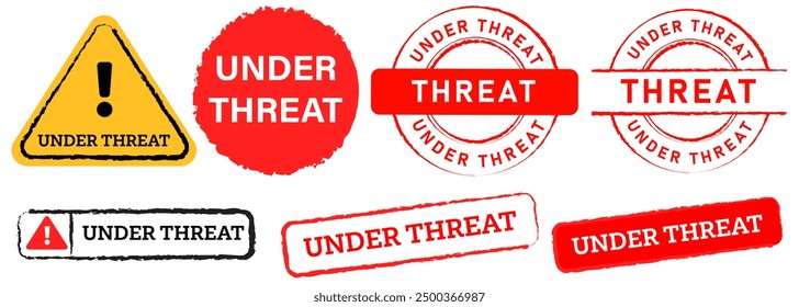 under threat threatening scared afraid discrimination pressure stamp icon design collection