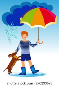 under an umbrella