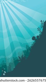 Sob fundo de água, mar de fantasia, sob o mar