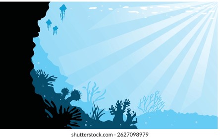 Sob fundo de água, mar de fantasia, sob o mar