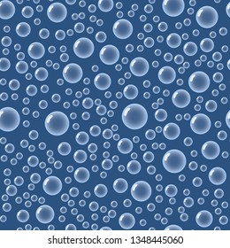 Under water blue bubbles seamless pattern background