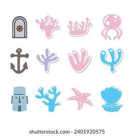 under water coral cartoon. underwater decoration art