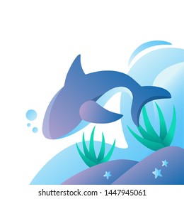 Under Water Flat Vector Illustration Design