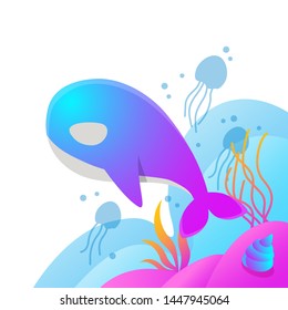 Under Water Flat Vector Illustration Design