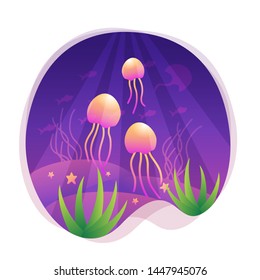 Under Water Flat Vector Illustration Design