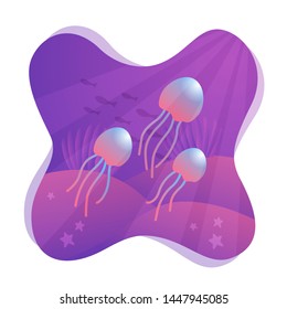 Under Water Flat Vector Illustration Design