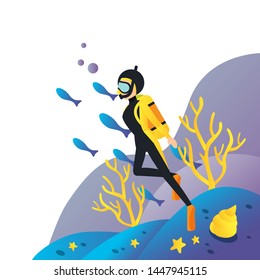Under Water Flat Vector Illustration Design