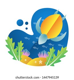 Under Water Flat Vector Illustration Design
