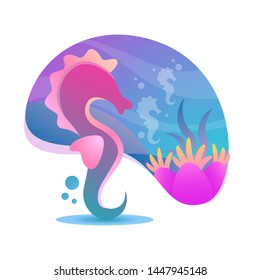 Under Water Flat Vector Illustration Design