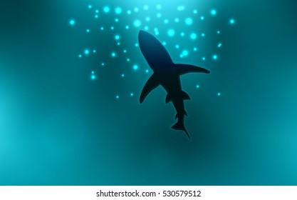 Under Water Shark with illuminating Light - Vector Design