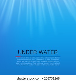 Under water with sunbeam background. Vector illustration 