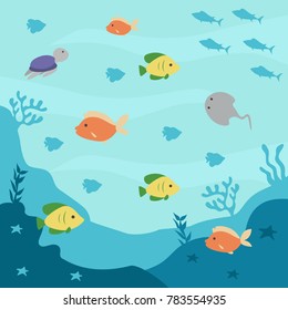 Under Water World Illustration Vector
