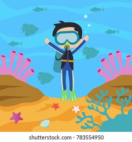 Under Water World Illustration Vector